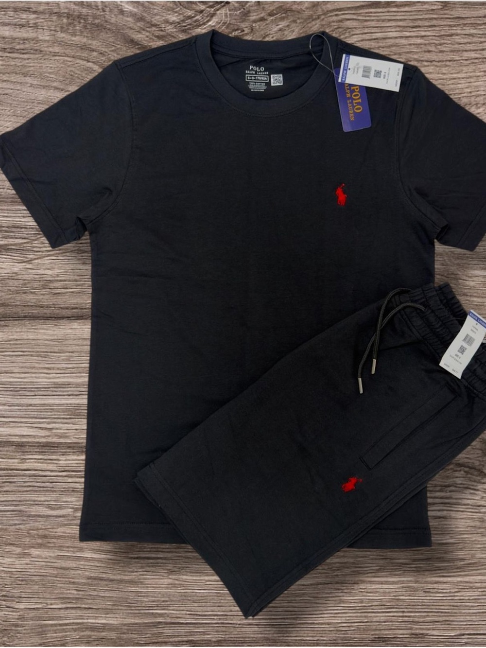 Polo by Ralph Lauren Men’s Black Athletic Shorts with Red Pony